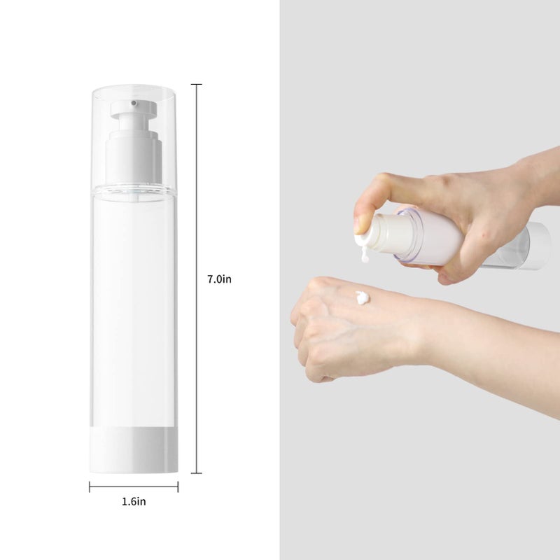 LONGWAY 3.4 Oz 100ml Clear Airless Cosmetic Cream Pump Bottle Travel Size Dispenser Refillable Containers/Foundation Travel Pump Bottle for Shampoo (Pack of 6) - Image 4